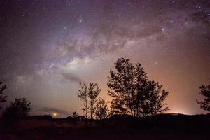 de mjölkig sätt galax i de starry natt himmel av nordlig territorium stat av Australien. de mjölkig sätt är en spärrad spiral galax, handla om en hundra ljusår tvärs över. foto