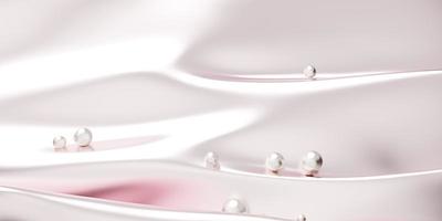silke bakgrund med skinande tyg och pärlor tyg Ränder och reflekterande glas pärlor 3d illustration foto
