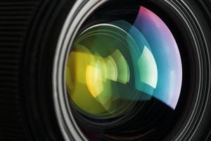 en kamera lins med en skön närbild optisk enhet som en substrat. foto
