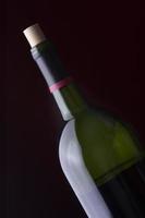vin flaska på en mörk bakgrund foto