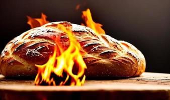 ugn - traditionell färsk varm kokta bröd. bröd stänga skytte. foto