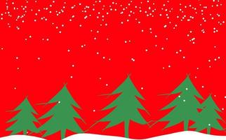 röd bakgrund för jul, tall, jul träd, snöar, snögubbe. foto
