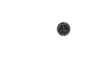 ett dirham mynt, förenad arab emiraten. vit isolerat bakgrund. foto