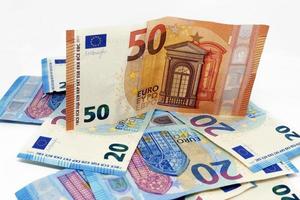 euro sedlar.hög av papper euro sedlar.euro europeisk valuta - pengar.euro kontanter bakgrund. foto