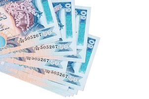50 sri lankanska rupier räkningar lögner i små knippa eller packa isolerat på vit. attrapp med kopia Plats. företag och valuta utbyta foto