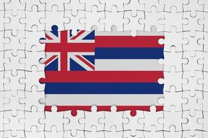 hawaii oss stat flagga i ram av vit pussel bitar med saknas central del foto