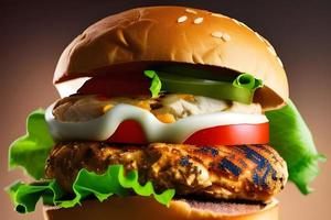 Krispig kyckling burger foto