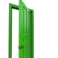 öppen grön isolerat dörr stängd 3d illustration tolkning foto