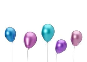 färgrik ballonger isolerat på vit bakgrund. födelsedag, firande, element för händelse kort. 3d tolkning. foto