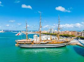 antenn panorama- se av trapani hamn, Sicilien, Italien. foto