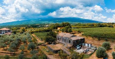 panorama- antenn bred se av de aktiva vulkan etna foto