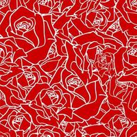 sömlös vit abstrakt kontur mönster av reste sig knoppar på en röd bakgrund, textur, design foto
