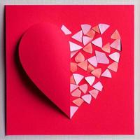 cutted papper hjärta - valentines dag kärlek kort röd öppen foto