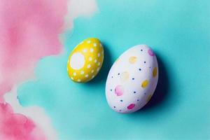 söt polka punkt påsk ägg på vit bakgrund med marginaler, vattenfärg foto