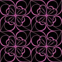 sömlös grafisk abstrakt bricka mönster, rosa geometrisk prydnad på svart bakgrund, textur, design foto