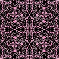 sömlös grafisk mönster, blommig rosa prydnad bricka på svart bakgrund, textur, design foto