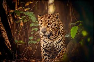 skön och endangered amerikan jaguar i de natur livsmiljö panthera onca vild brasil brasiliansk vilda djur och växter foto