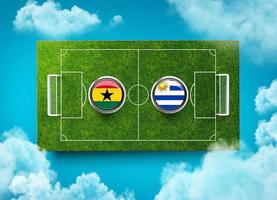 ghana mot uruguay mot skärm baner fotboll begrepp. fotboll fält stadion, 3d illustration foto