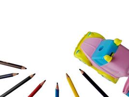 penna pennvässare modell leksak bil färgrik pastell foto