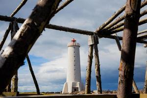 gammal akranes fyr bara norr av reykjavik, island foto