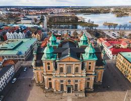 kalmar katedral som sett i smaland, Sverige foto