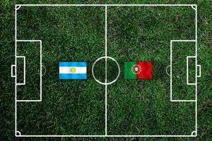 fotboll kopp konkurrens mellan de nationell argentine och nationell portugisiska. foto