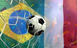 fotboll kopp konkurrens mellan de nationell Brasilien och nationell Frankrike. foto