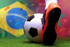 fotboll kopp konkurrens mellan de nationell Brasilien och nationell marocko. foto