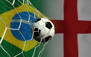 fotboll kopp konkurrens mellan de nationell Brasilien och nationell england. foto