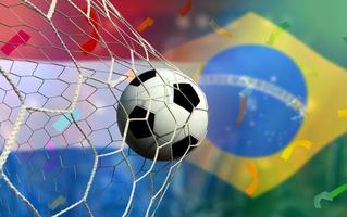 fotboll kopp konkurrens mellan de nationell nederländerna och nationell Brasilien. foto