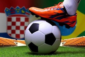 fotboll kopp konkurrens mellan de nationell kroatien och nationell Brasilien. foto