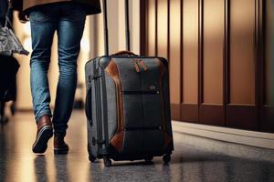 resa resväska på dess sätt till en semester resa destination foto