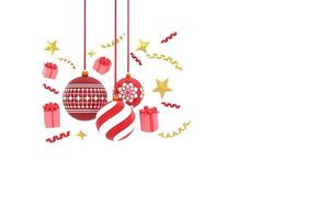 glad jul och Lycklig ny år bakgrund. gåva lådor med dekorativ bollar struntsak foto
