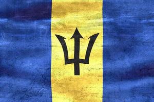 barbados flagga - realistiskt viftande tygflagga foto