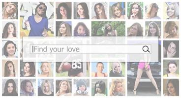 hitta din kärlek. de text är visas i de Sök låda på de b foto