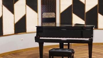 Foto av en klassisk piano med en batik oranamen skäl rum bakgrund