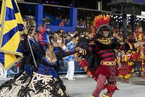 rio, Brasilien - april 22, 2022, samba skola unidos da tijuca i de rio karneval, hölls på de märken de sapucai sambadrome foto