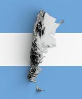 argentina. skuggad relief karta med flagga 3d illustration foto