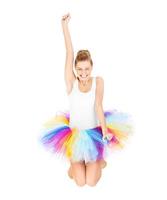 Hoppar kvinna i ballerina kjol foto