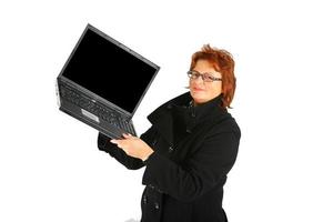 affärskvinna med laptop foto
