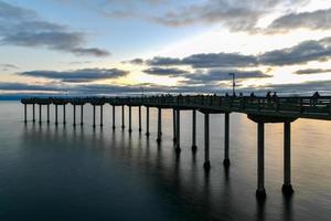 solnedgång förbi de hav strand pir i san diego, Kalifornien. foto