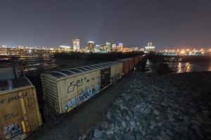 richmond, virginia - feb 19, 2017 - panorama- horisont se av richmond, virginia på natt. foto