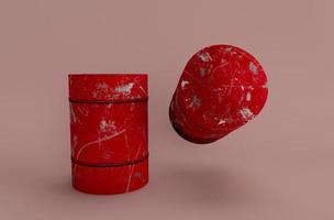 3d illustration tolkning minimal röd olja tunna behållare på vit bakgrund. foto