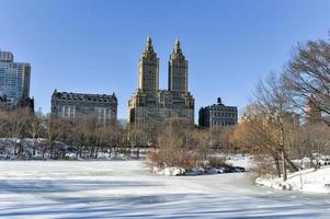 se av de san remo lägenhet byggnader längs central parkera väst från de parkera i ny york stad. foto