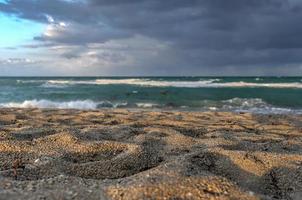 hollywood strand florida i de kväll som de Sol är miljö. foto