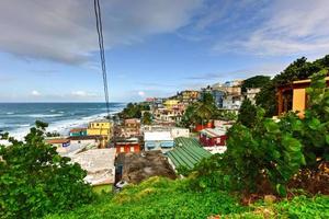 hus längs de kust av gammal san juan, puerto rico. foto