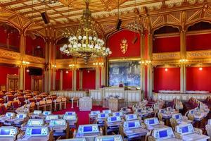 oslo, Norge - februari 27 2016 - interiör av de storting byggnad är de sittplats av de storting, de parlament av norge, belägen i central oslo. foto