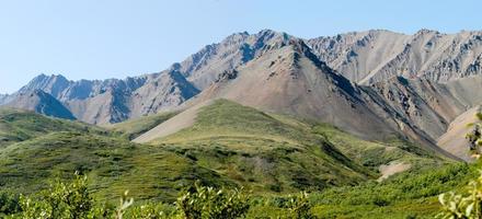 se av en berg räckvidd i denali nationell parkera, alaska på en ljus sommar dag foto