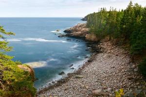 klippig kust av monument cove i akadia nationell parkera maine i de sommar. foto