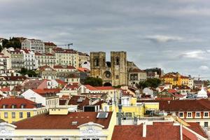 antenn se av augusta gata nära handel fyrkant i Lissabon, portugal. foto